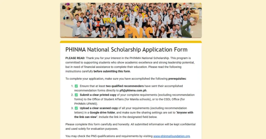 PHINMA National Scholarship Application Form